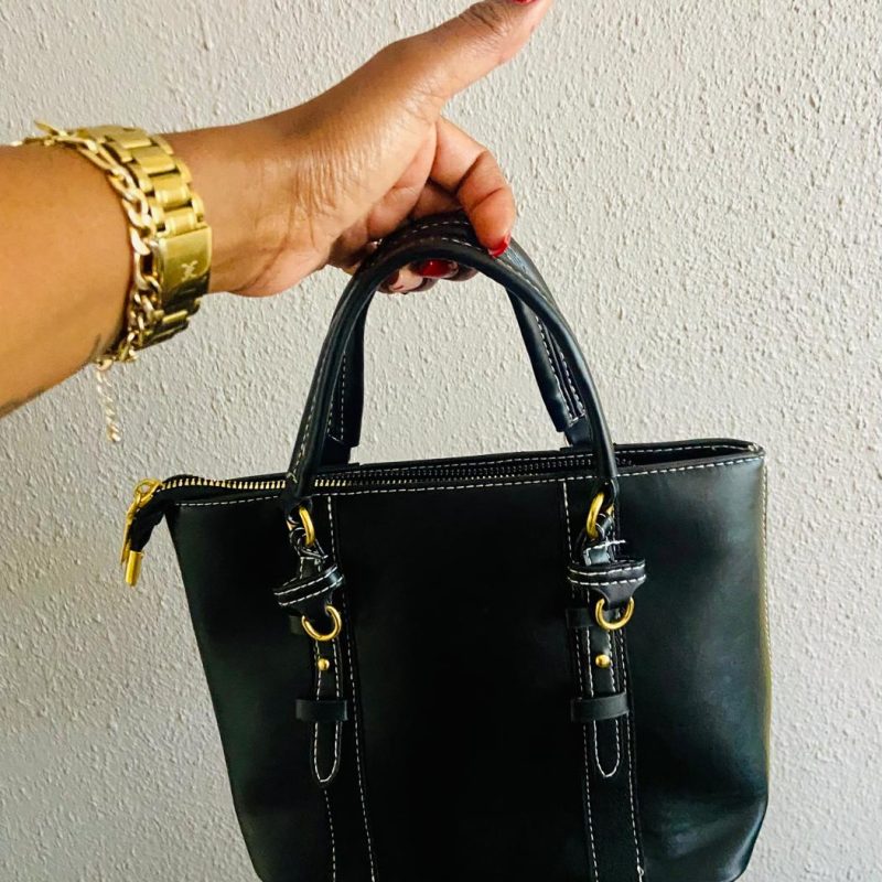 Black side belted bag